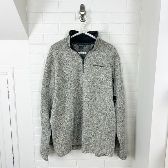 NWT Eddie Bauer Men’s Neutral Knit Quarter Zip Pullover Size L - Picture 1 of 12